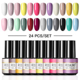 ROSALIND Mini Set 24PCS Soak Off Gel Polish Bright For Nail Art Design LED/UV Lamp