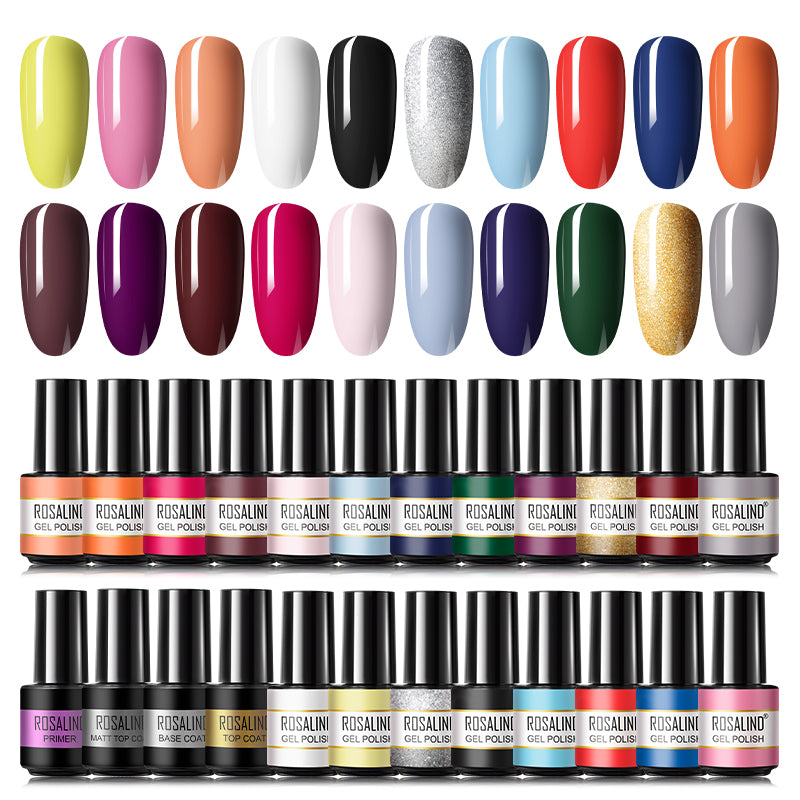ROSALIND 24PCS Set Mini Soak Off Gel Polish Bright For Nail Art Design LED/UV Lamp RAR