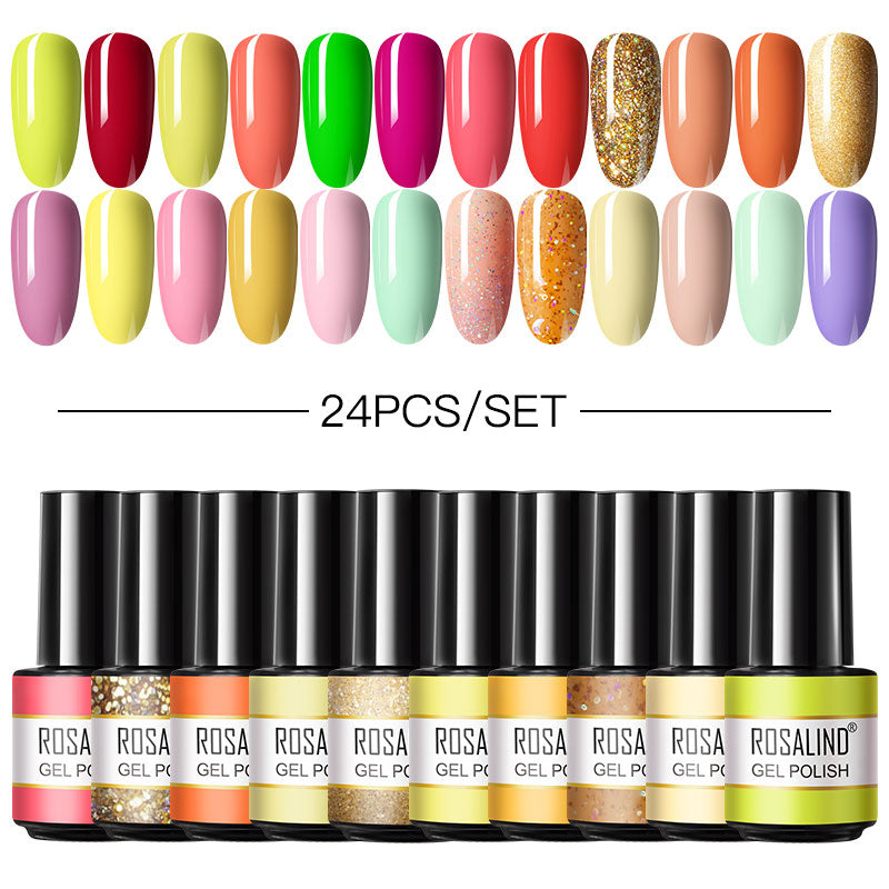 ROSALIND 24PCS Set Mini Soak Off Gel Polish Bright For Nail Art Design LED/UV Lamp RAR