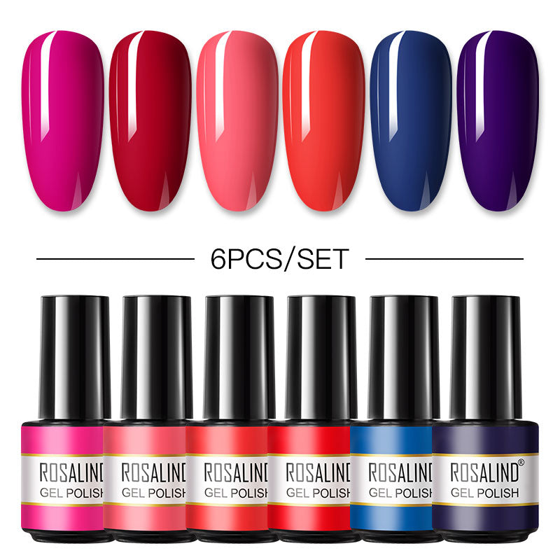 Rosalind Mini Soak Off Professional Nail Art Gel Polish Set 6PCS Nail Art Design LED/UV Lamp