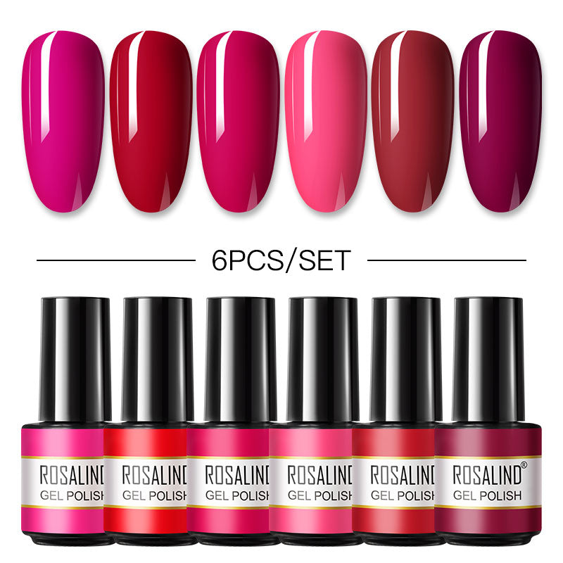 Rosalind Mini Soak Off Professional Nail Art Gel Polish Set 6PCS Nail Art Design LED/UV Lamp
