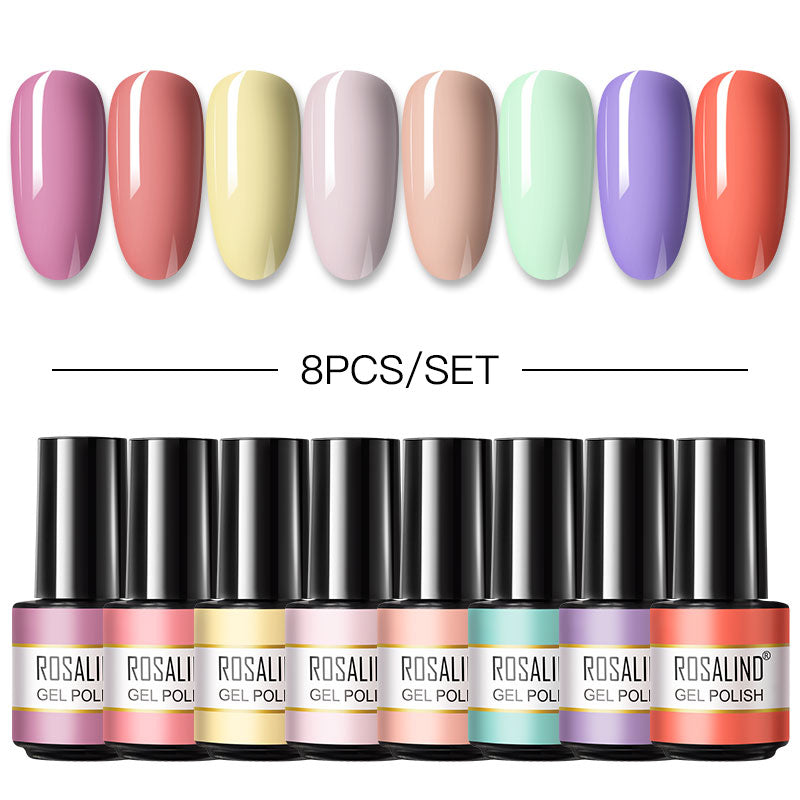Rosalind Mini Soak Off Professional Nail Art Gel Polish Set 8PCS Nail Art Design LED/UV Lamp