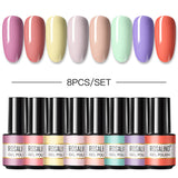 Rosalind Mini Soak Off Professional Nail Art Gel Polish Set 8PCS Nail Art Design LED/UV Lamp