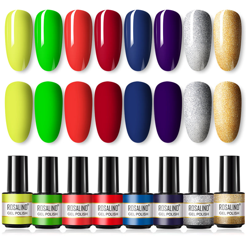 ROSALIND Mini Soak Off Gel Polish Set 6PCS Set Bright For Nail Art Design LED/UV Lamp