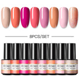 Rosalind Mini Soak Off Professional Nail Art Gel Polish Set 8PCS Nail Art Design LED/UV Lamp