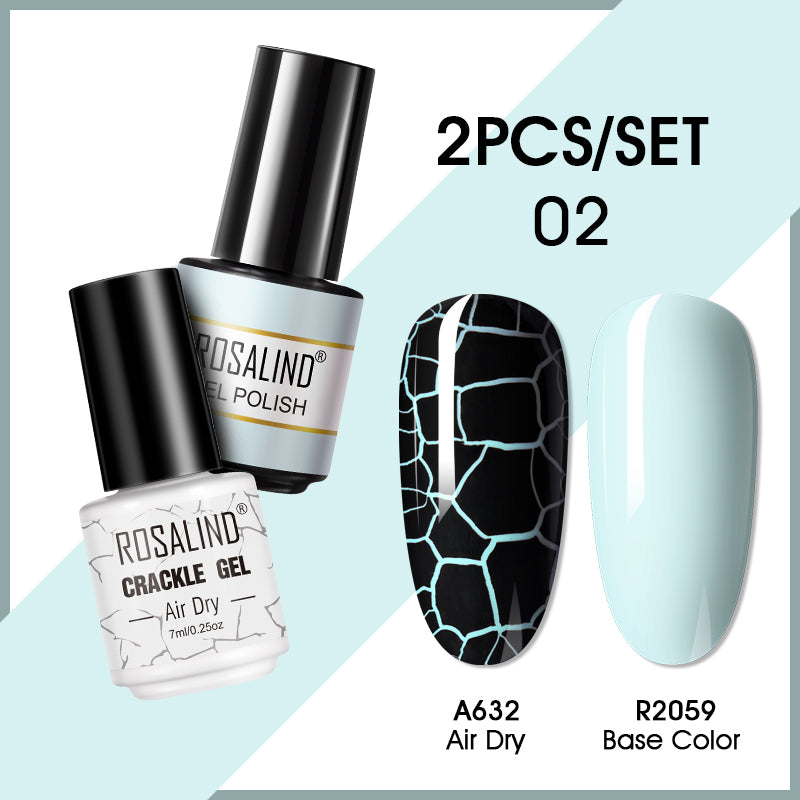 ROSALIND Crackle Gel Nail Polish For Nail art manicure Set Air dry nail polish Need Base Color Gel Varnishes Lacuqer