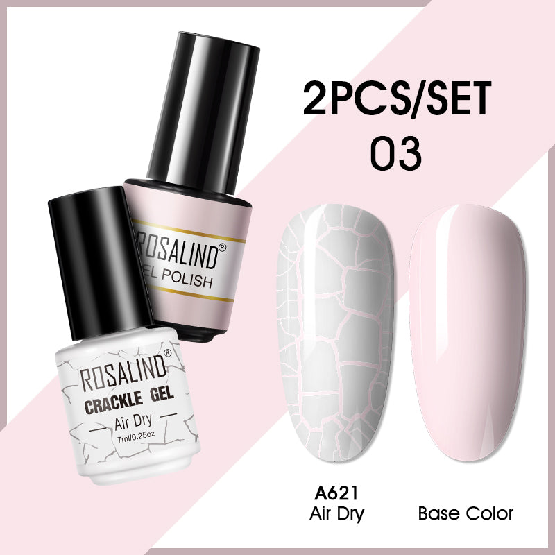 ROSALIND Crackle Gel Nail Polish For Nail art manicure Set Air dry nail polish Need Base Color Gel Varnishes Lacuqer