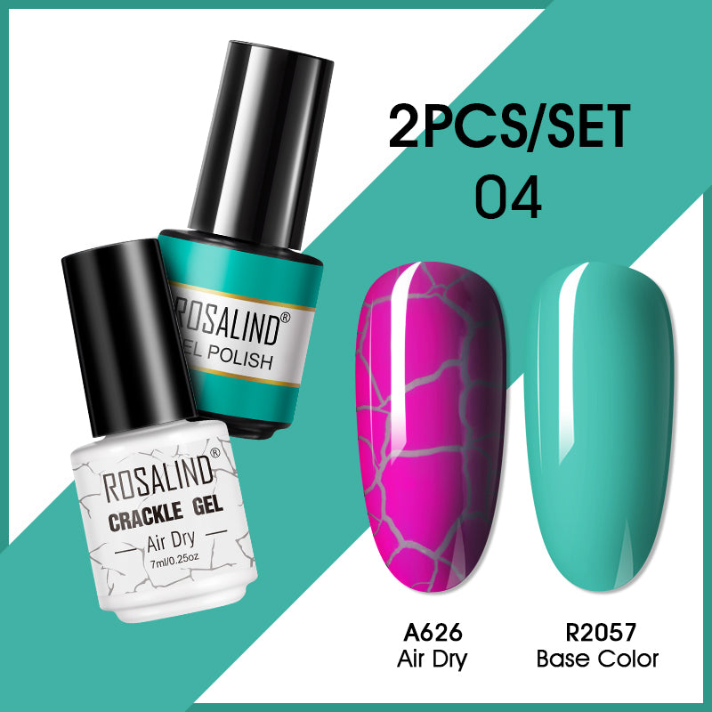 ROSALIND Crackle Gel Nail Polish For Nail art manicure Set Air dry nail polish Need Base Color Gel Varnishes Lacuqer