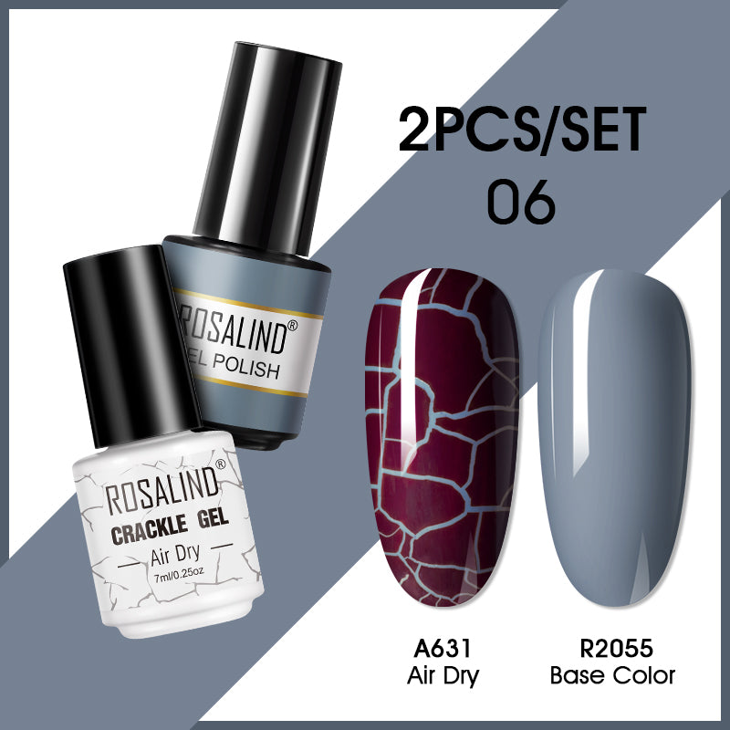 ROSALIND Crackle Gel Nail Polish For Nail art manicure Set Air dry nail polish Need Base Color Gel Varnishes Lacuqer