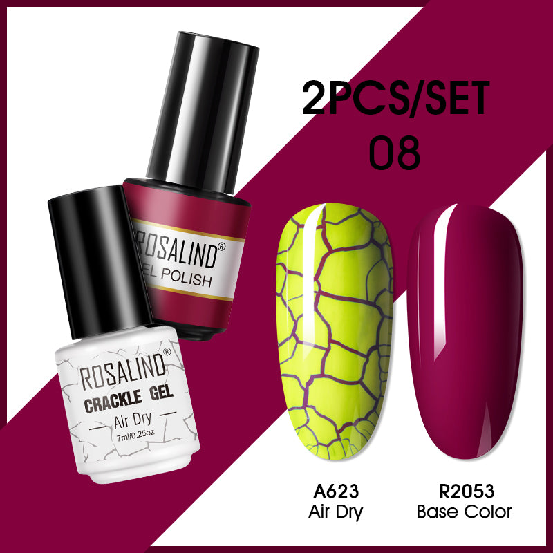 ROSALIND Crackle Gel Nail Polish For Nail art manicure Set Air dry nail polish Need Base Color Gel Varnishes Lacuqer