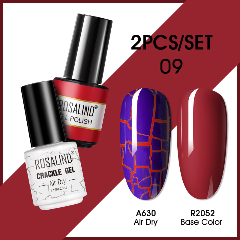ROSALIND Crackle Gel Nail Polish For Nail art manicure Set Air dry nail polish Need Base Color Gel Varnishes Lacuqer