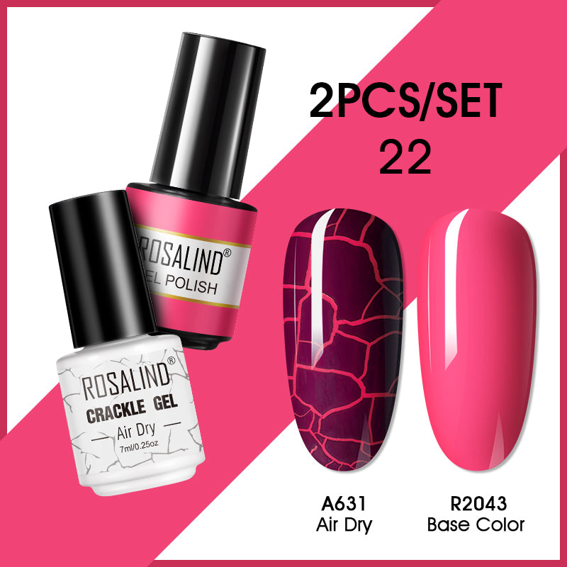 ROSALIND Crackle Gel Nail Polish For Nail art manicure Set Air dry nail polish Need Base Color Gel Varnishes Lacuqer