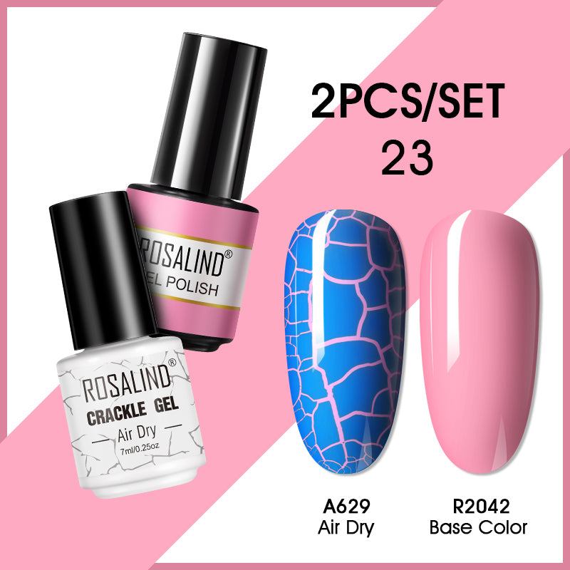 ROSALIND Crackle Gel Nail Polish For Nail art manicure Set Air dry nail polish Need Base Color Gel Varnishes Lacuqer