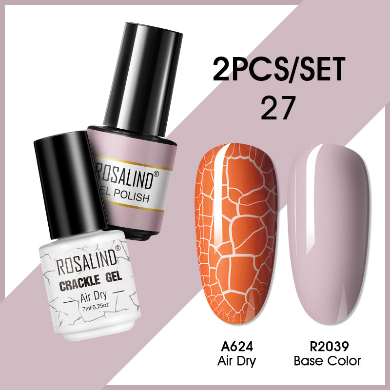 ROSALIND Crackle Gel Nail Polish For Nail art manicure Set Air dry nail polish Need Base Color Gel Varnishes Lacuqer