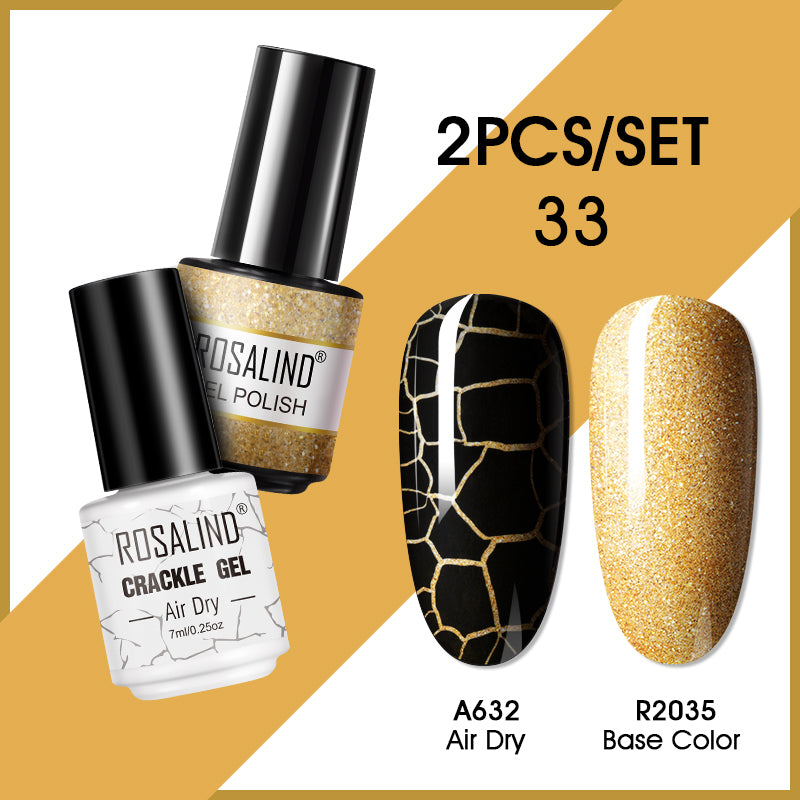 ROSALIND Crackle Gel Nail Polish For Nail art manicure Set Air dry nail polish Need Base Color Gel Varnishes Lacuqer