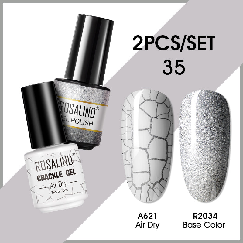 ROSALIND Crackle Gel Nail Polish For Nail art manicure Set Air dry nail polish Need Base Color Gel Varnishes Lacuqer