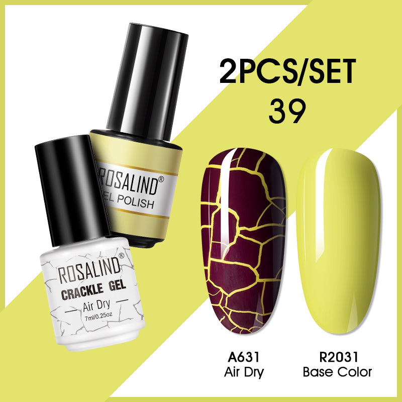 ROSALIND Crackle Gel Nail Polish For Nail art manicure Set Air dry nail polish Need Base Color Gel Varnishes Lacuqer
