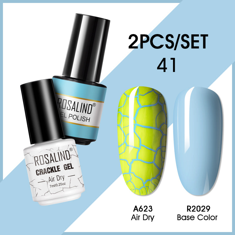 ROSALIND Crackle Gel Nail Polish For Nail art manicure Set Air dry nail polish Need Base Color Gel Varnishes Lacuqer