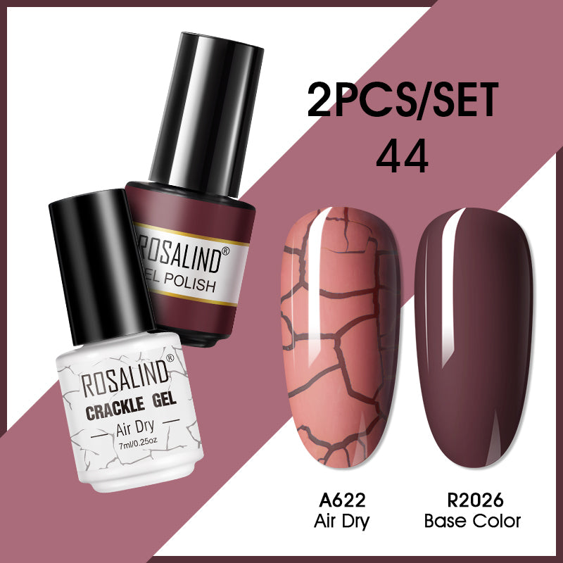 ROSALIND Crackle Gel Nail Polish For Nail art manicure Set Air dry nail polish Need Base Color Gel Varnishes Lacuqer