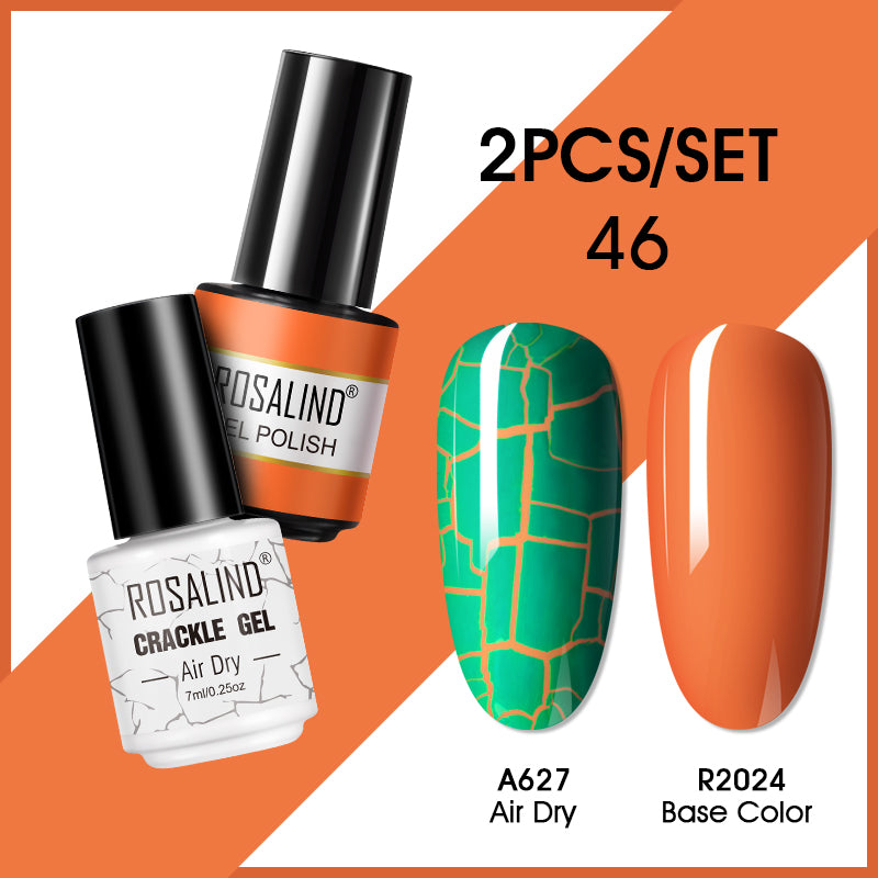 ROSALIND Crackle Gel Nail Polish For Nail art manicure Set Air dry nail polish Need Base Color Gel Varnishes Lacuqer