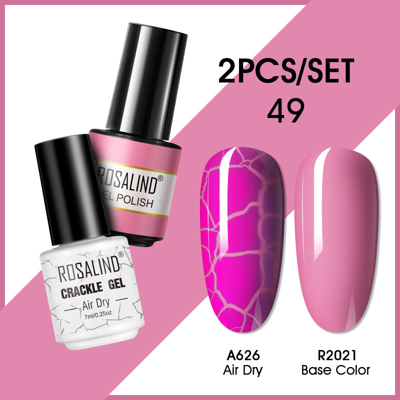 ROSALIND Crackle Gel Nail Polish For Nail art manicure Set Air dry nail polish Need Base Color Gel Varnishes Lacuqer