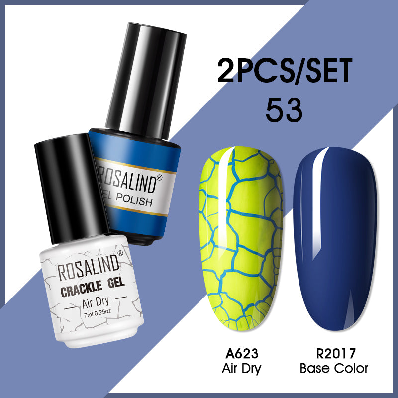 ROSALIND Crackle Gel Nail Polish For Nail art manicure Set Air dry nail polish Need Base Color Gel Varnishes Lacuqer