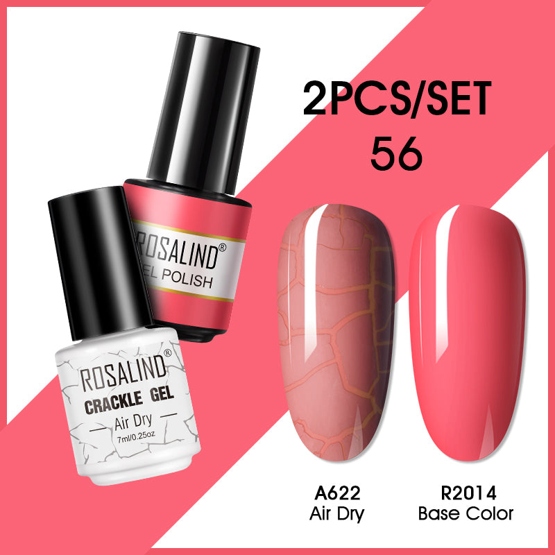 ROSALIND Crackle Gel Nail Polish For Nail art manicure Set Air dry nail polish Need Base Color Gel Varnishes Lacuqer