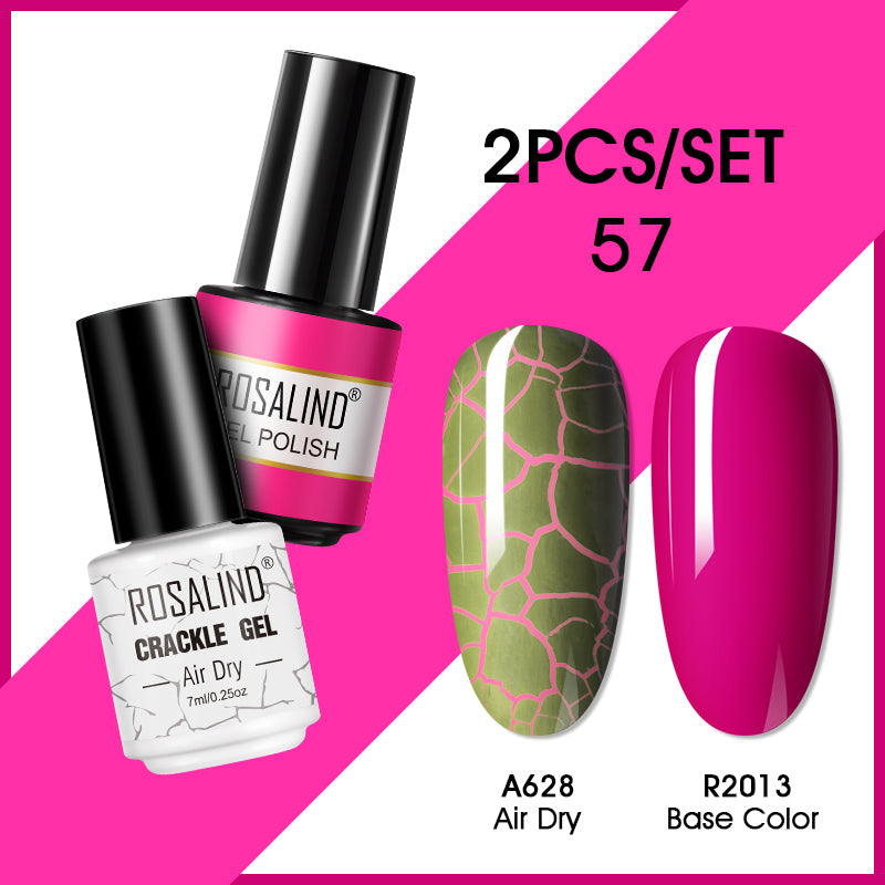 ROSALIND Crackle Gel Nail Polish For Nail art manicure Set Air dry nail polish Need Base Color Gel Varnishes Lacuqer