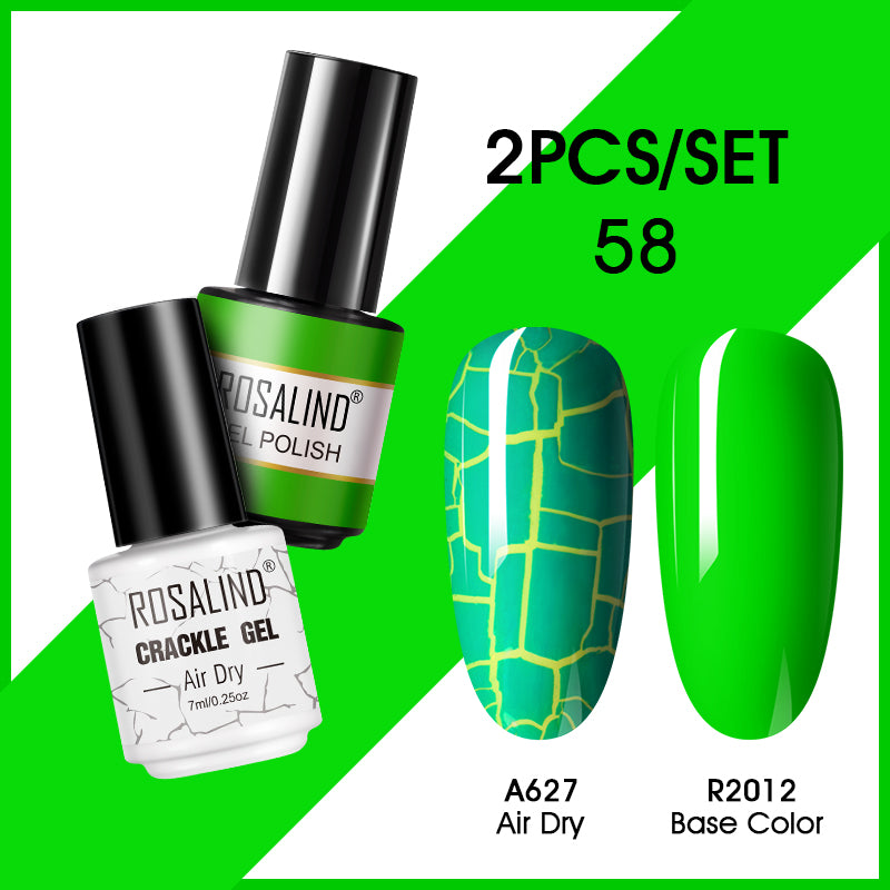 ROSALIND Crackle Gel Nail Polish For Nail art manicure Set Air dry nail polish Need Base Color Gel Varnishes Lacuqer