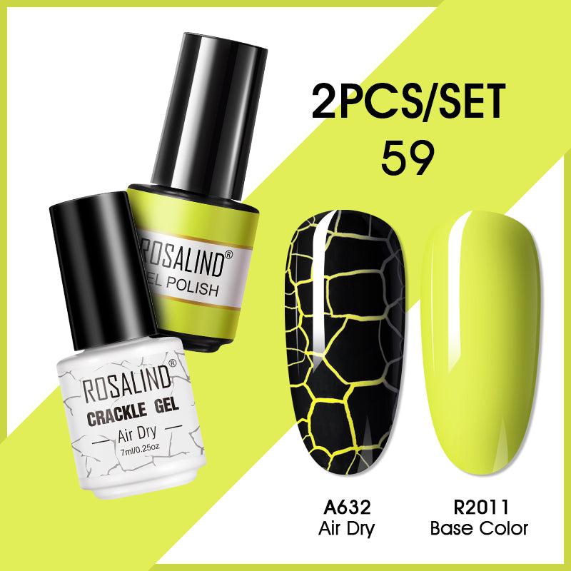 ROSALIND Crackle Gel Nail Polish For Nail art manicure Set Air dry nail polish Need Base Color Gel Varnishes Lacuqer