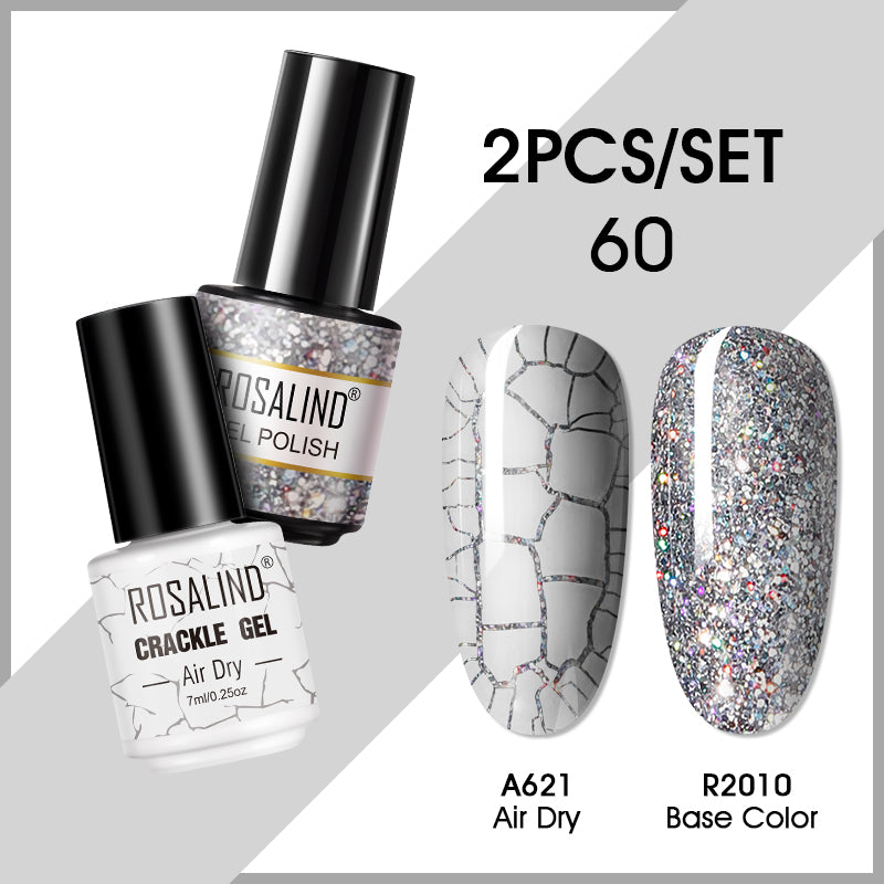 ROSALIND Crackle Gel Nail Polish For Nail art manicure Set Air dry nail polish Need Base Color Gel Varnishes Lacuqer