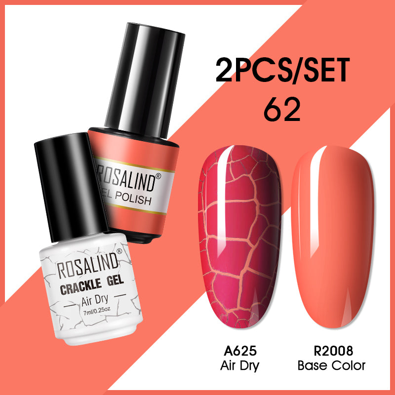 ROSALIND Crackle Gel Nail Polish For Nail art manicure Set Air dry nail polish Need Base Color Gel Varnishes Lacuqer