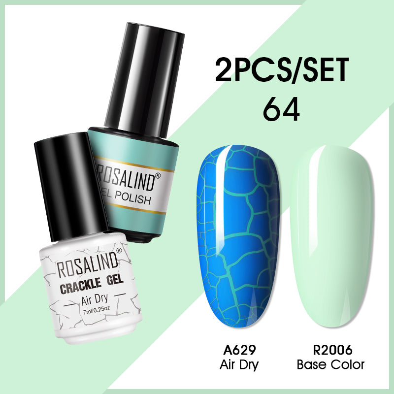 ROSALIND Crackle Gel Nail Polish For Nail art manicure Set Air dry nail polish Need Base Color Gel Varnishes Lacuqer