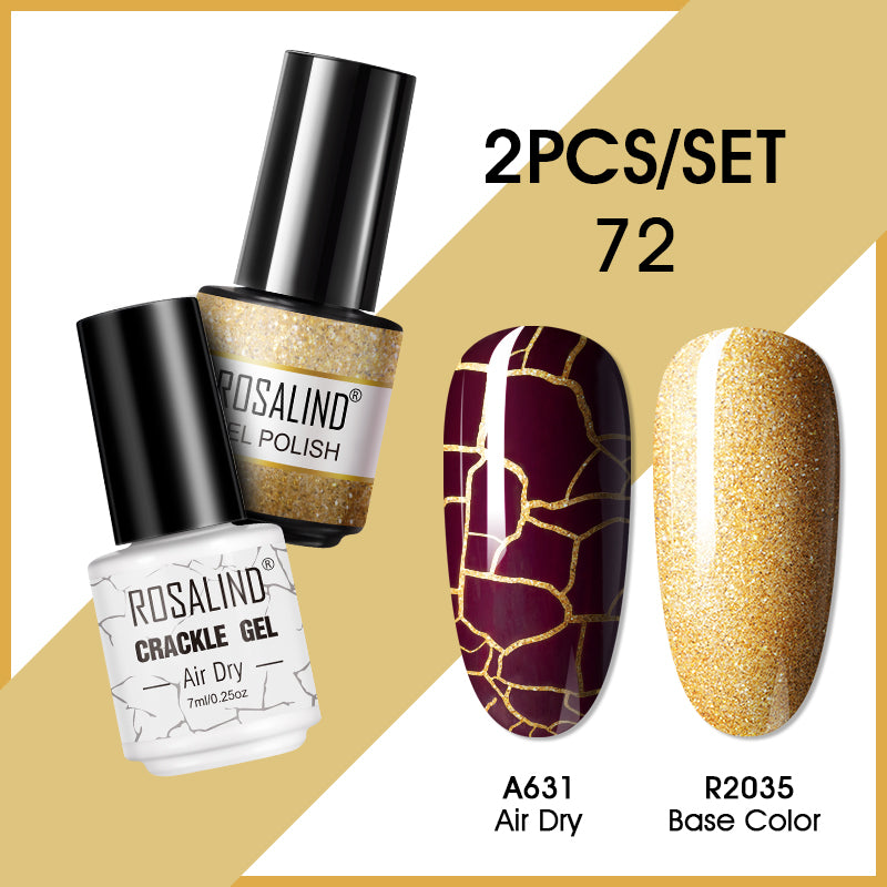 ROSALIND Crackle Gel Nail Polish For Nail art manicure Set Air dry nail polish Need Base Color Gel Varnishes Lacuqer