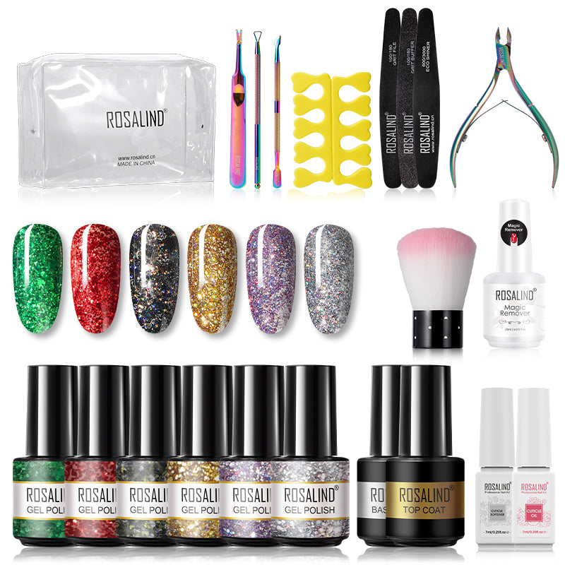 ROSALIND Soak Off Gel Polish Kits Bright For Nail Art Design LED/UV Lamp
