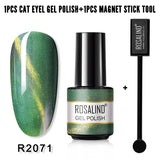 ROSALIND Soak Off 5ML Gel Polish Kit Cat Eye Gel Polish With Magnet Stick Tool Nail Gel Bright For Nail Art Design LED/UV Lamp