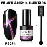 ROSALIND Soak Off 5ML Gel Polish Kit Cat Eye Gel Polish With Magnet Stick Tool Nail Gel Bright For Nail Art Design LED/UV Lamp