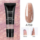 ROSALIND 15ml Glitter Poly Nail Gel 16 Fashion Colors Quick Builder Extension Say Goodbye To Short Nails