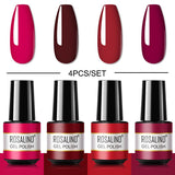 ROSALIND Mini Set 4PCS Soak Off Gel Polish Bright For Nail Art Design LED/UV Lamp