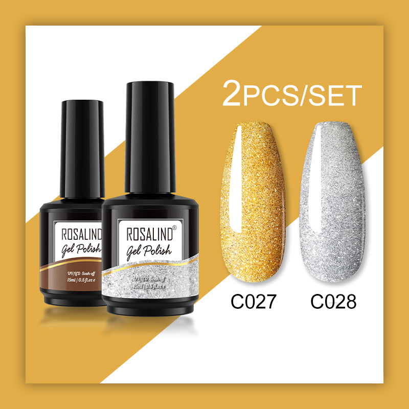 ROSALIND Gel Nail Polish 2Pcs/Set For Manicure Nails Art UV Gel Need Base Top Coat Vernis Semi permanent Nail Polish 15ML
