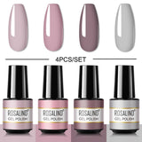 ROSALIND Mini Set 4PCS Soak Off Gel Polish Bright For Nail Art Design LED/UV Lamp