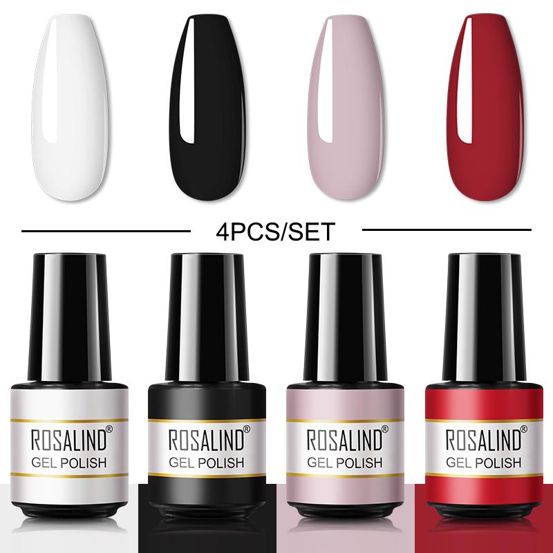 ROSALIND Mini Set 4PCS Soak Off Gel Polish Bright For Nail Art Design LED/UV Lamp
