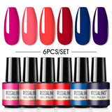 ROSALIND Mini Set 6PCS Soak Off Gel Polish Bright For Nail Art Design LED/UV Lamp