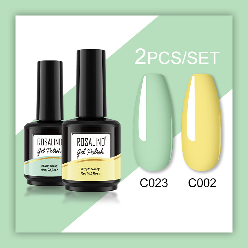 ROSALIND Gel Nail Polish 2Pcs/Set For Manicure Nails Art UV Gel Need Base Top Coat Vernis Semi permanent Nail Polish 15ML