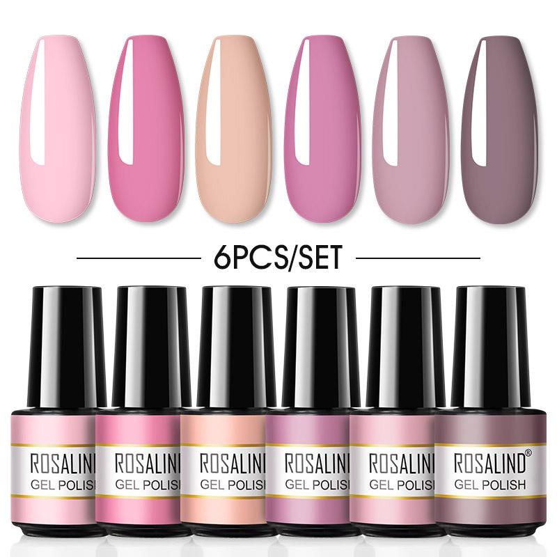 ROSALIND Mini Set 6PCS Soak Off Gel Polish Bright For Nail Art Design LED/UV Lamp