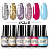 ROSALIND Mini Set 6PCS Soak Off Gel Polish Bright For Nail Art Design LED/UV Lamp