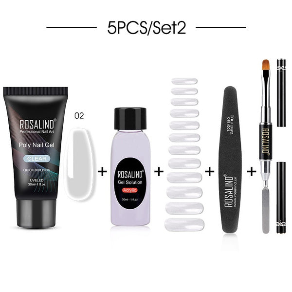 Rosalind Pure Color Poly Nail Gel Kit 5PCS/Set