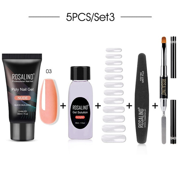 Rosalind Pure Color Poly Nail Gel Kit 5PCS/Set