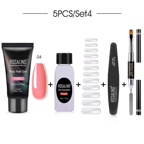 Rosalind Pure Color Poly Nail Gel Kit 5PCS/Set