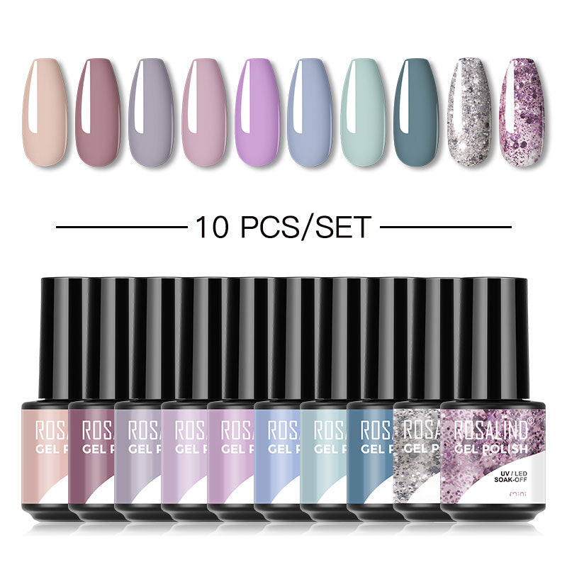 ROSALIND Mini Soak Off Gel Polish Set 10PCS Set Bright For Nail Art Design LED/UV Lamp